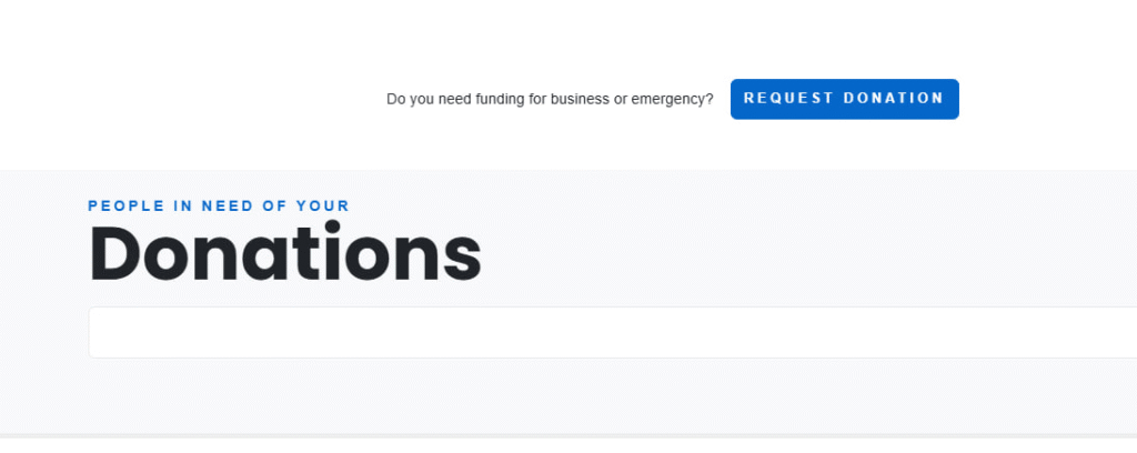 Screenshot from the website - donation request