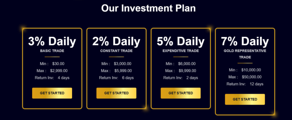 Website screenshot - tariff plans