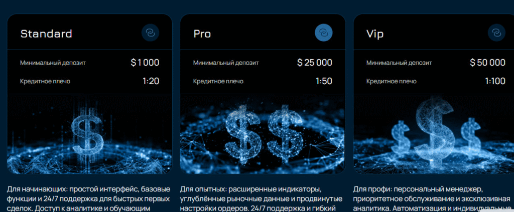 Website screenshot - tariff plans 