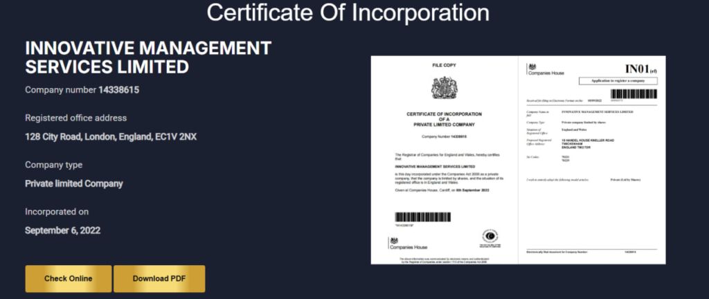screenshot from the website 