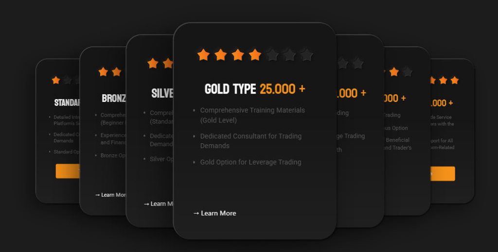 Tariff plans - screenshot from the website 